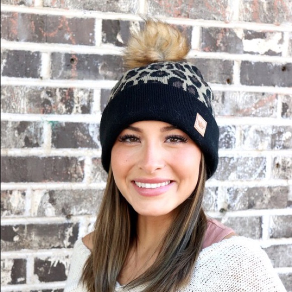 Leopard print beanie